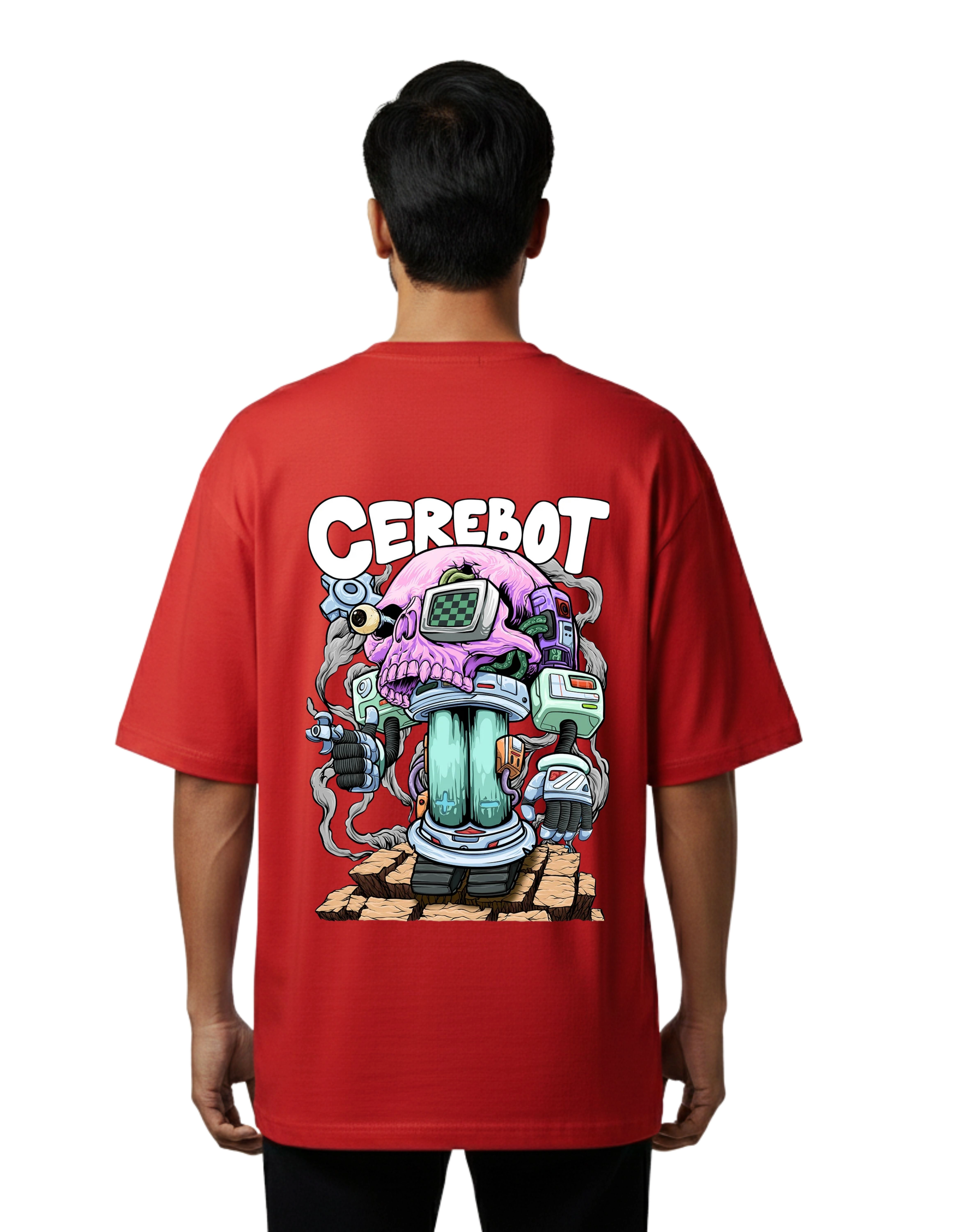 Cerebot Oversize Cotton French Terry T-Shirt 240 GSM Red