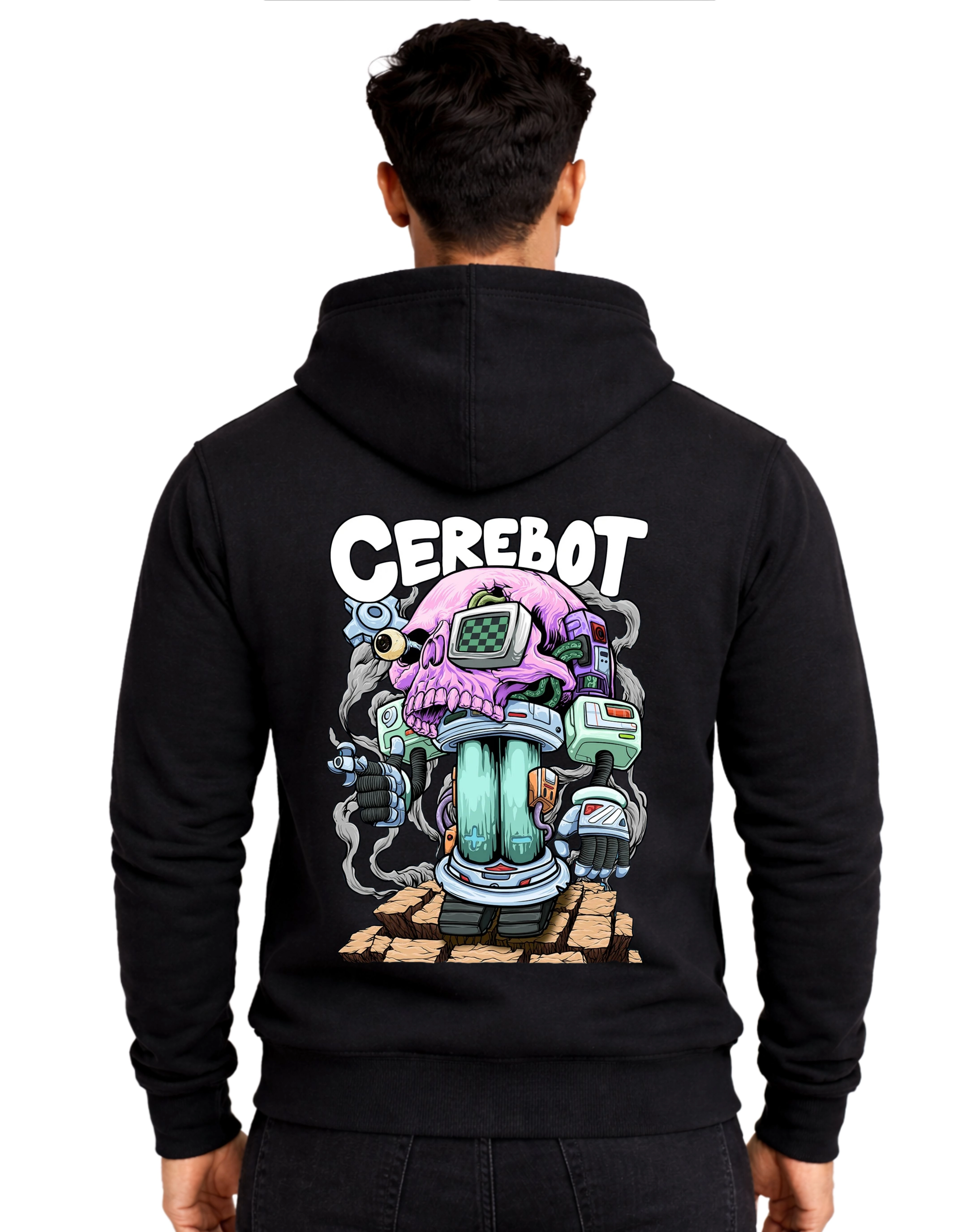 Cerebot Polycotton Hoodie Without Zipper 300 GSM Black