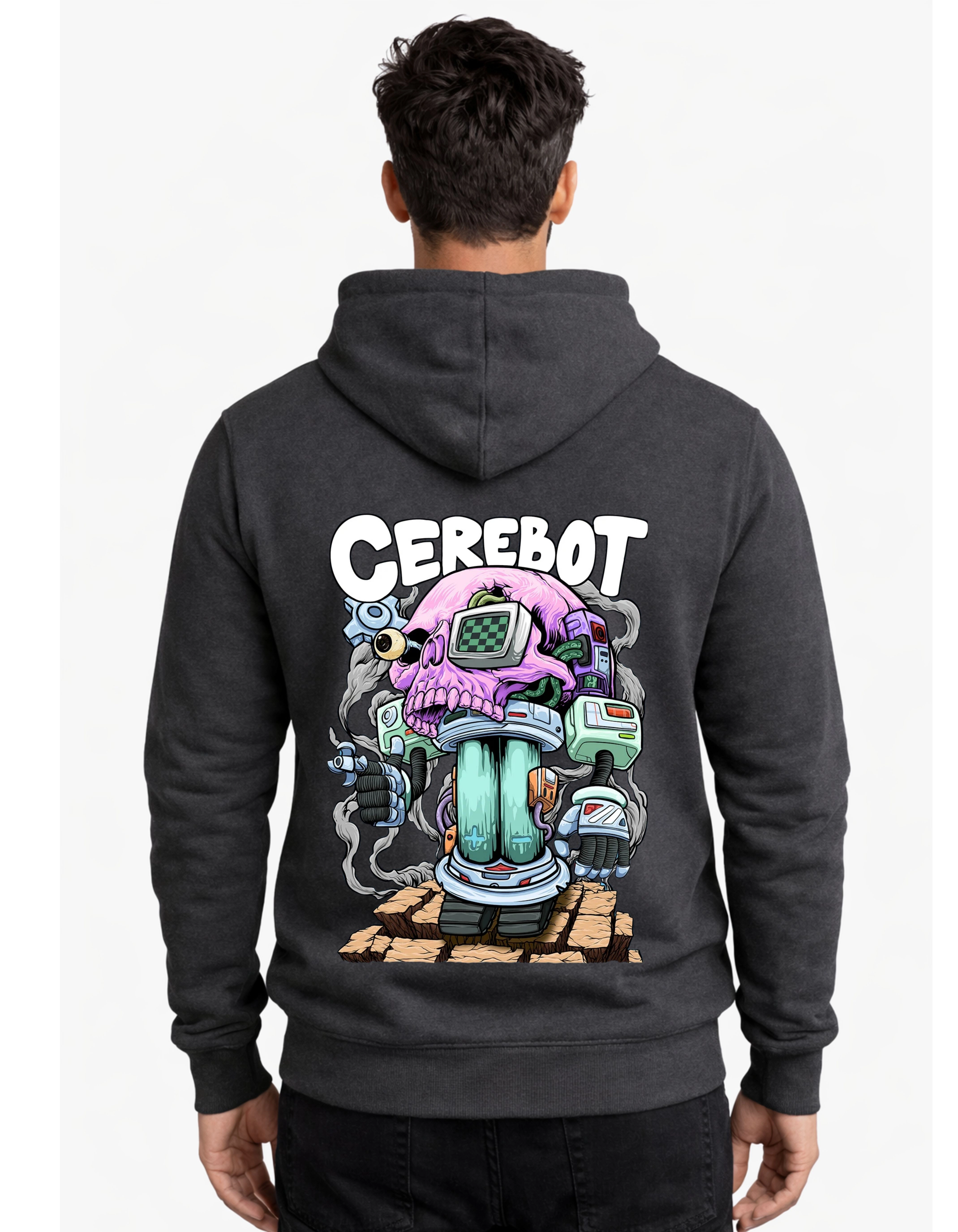 Cerebot Polycotton Hoodie Without Zipper 300 GSM Charcoal