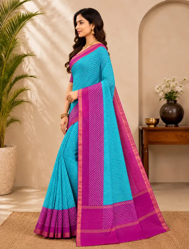 Cerulean Womens Pure Linen Premium Weaves Sarees