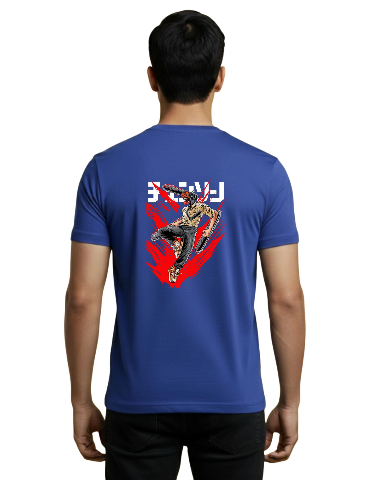Chainsaw Fury Cotton Round Neck T-Shirt 180 GSM Royal Blue