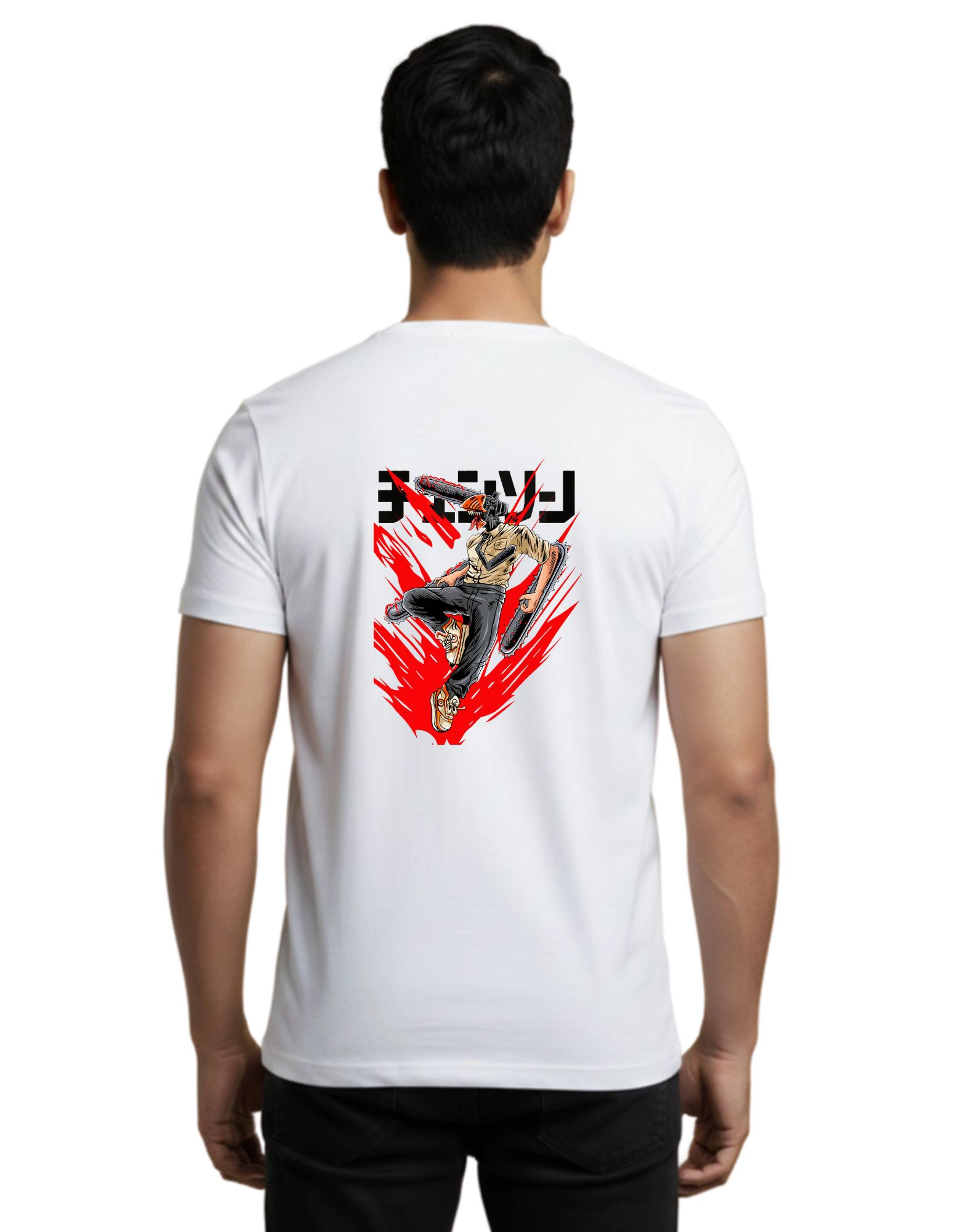 Chainsaw Fury Cotton Round Neck T-Shirt 180 GSM White