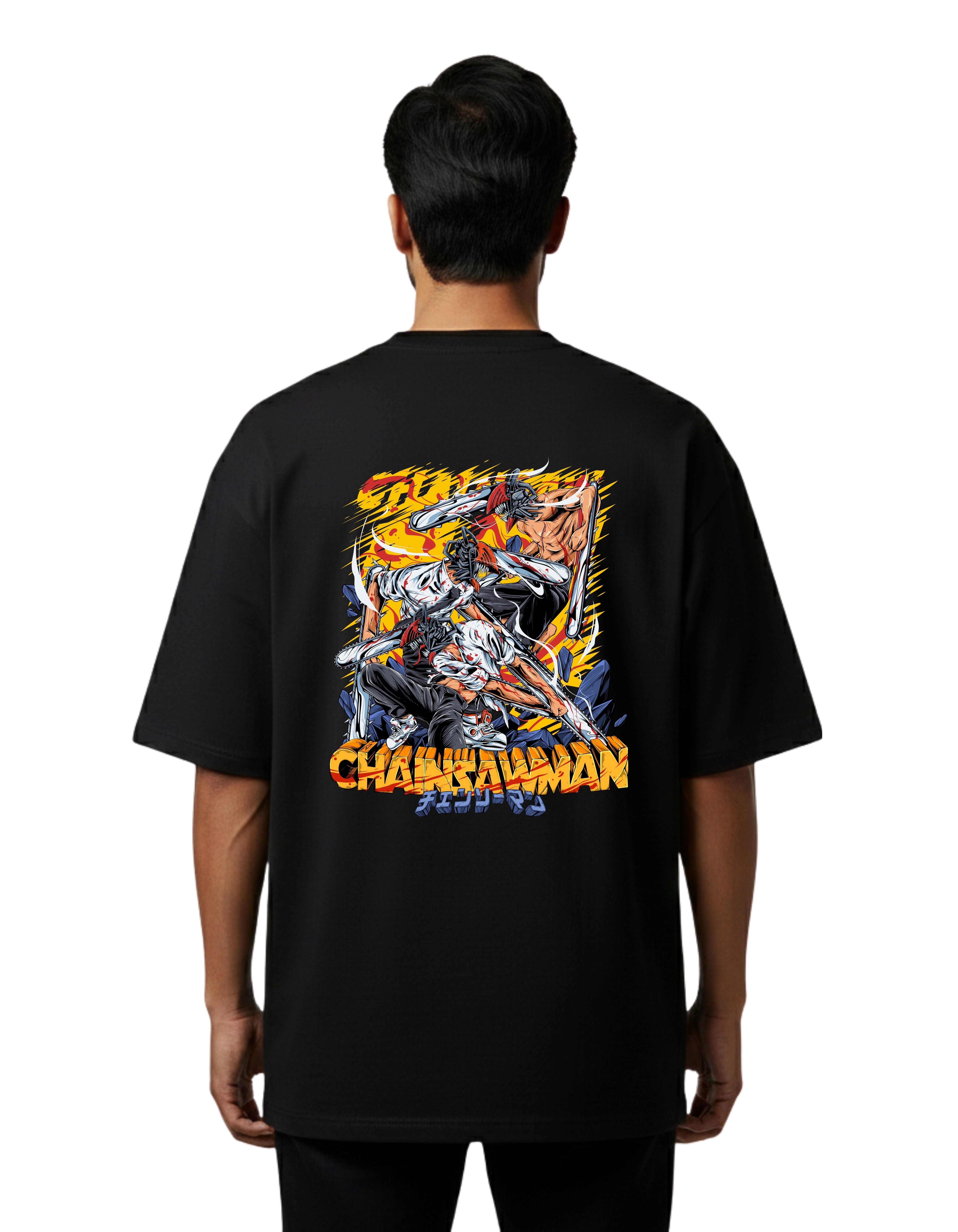 Chainsaw Slayer Oversized Cotton French Terry T-Shirt 240 GSM Black