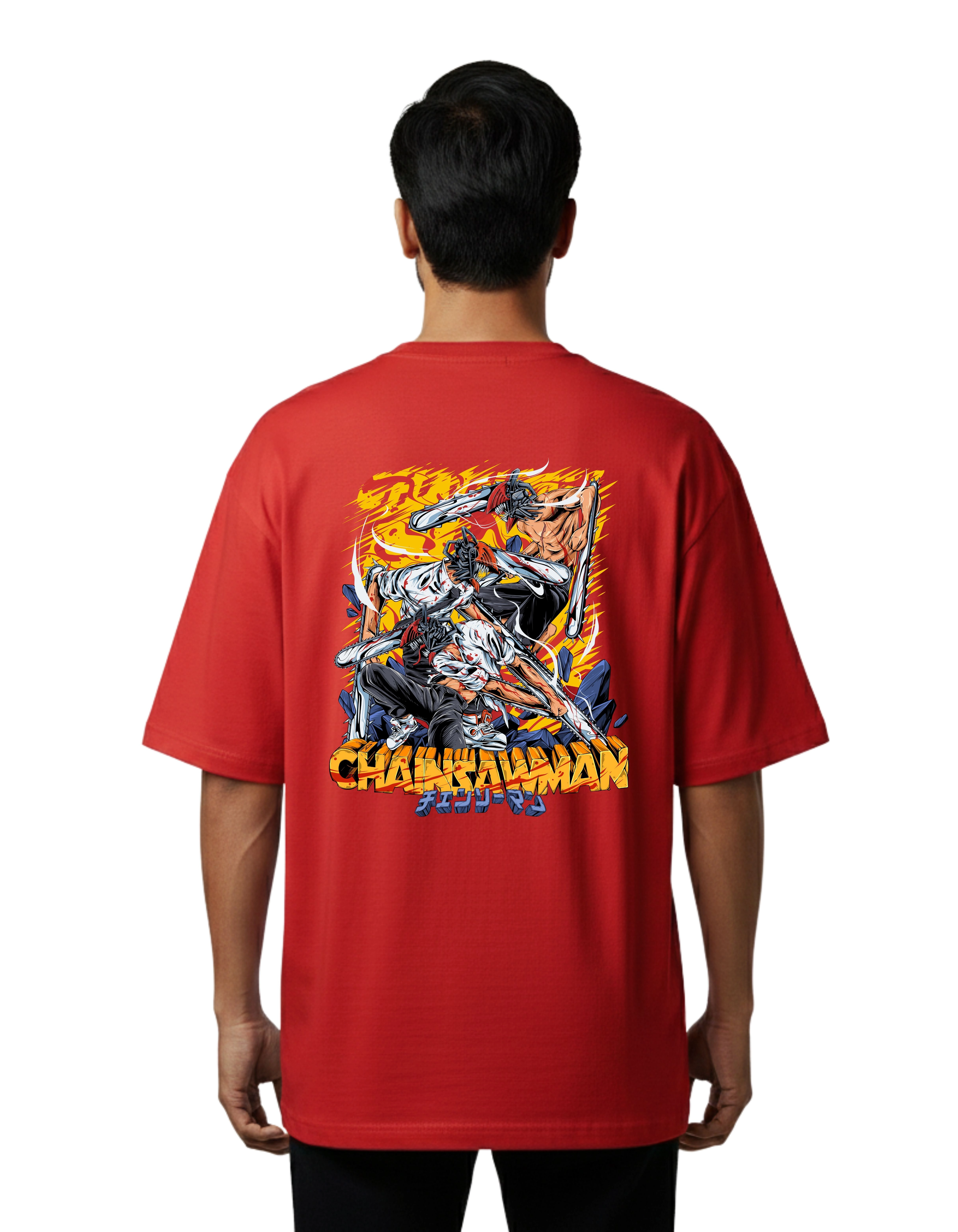 Chainsaw Slayer Oversized Cotton French Terry T-Shirt 240 GSM Red