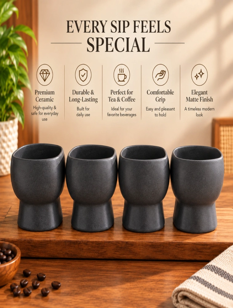 Charcoal  Arbor Craft 4 Piece Of Mugs 440ml