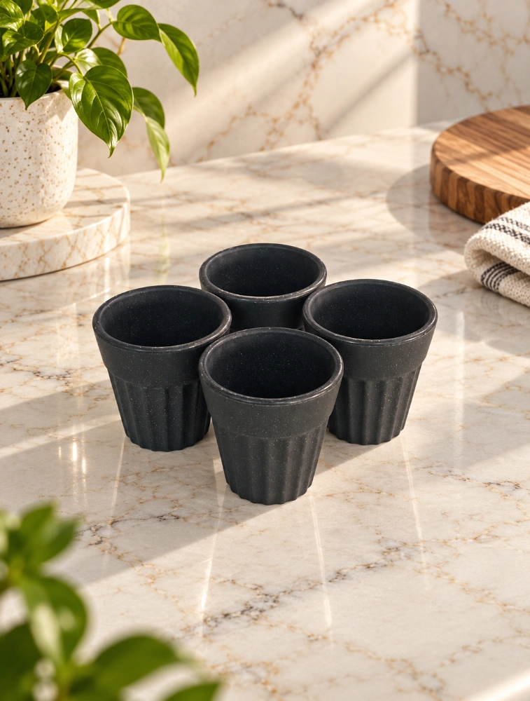 Charcoal  Mini  Husk Husk 4 Piece Of Cups 85ml
