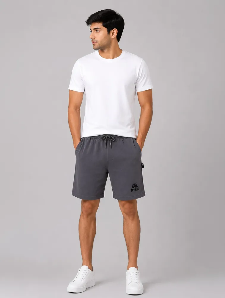 Charcoal Grey Mens Premium Embroidered Shorts — bulk from ₹282