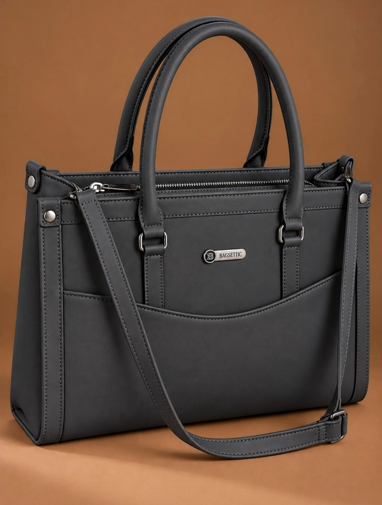  Charcoal Grey Premium PU Leather Hand Bag