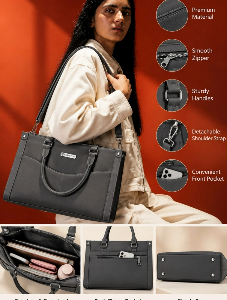 Charcoal Grey Premium PU Leather Hand Bag