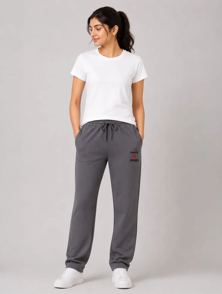 Charcoal Grey Womens Premium Printed Night Wear Pants
