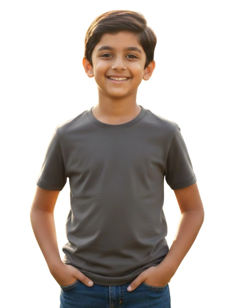 Charcoal Kids Cotton Round Neck 180GSM Half Sleeve Tshirts