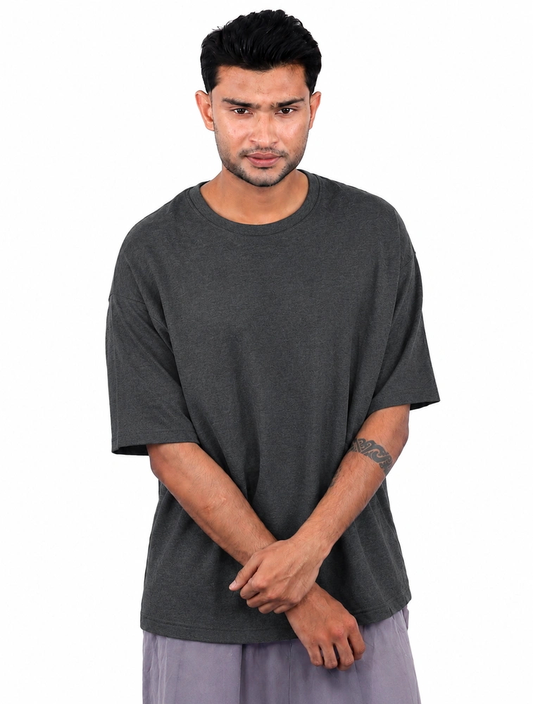 Charcoal Oversize Cotton French Terry Half Sleeve 240 GSM T-shirts