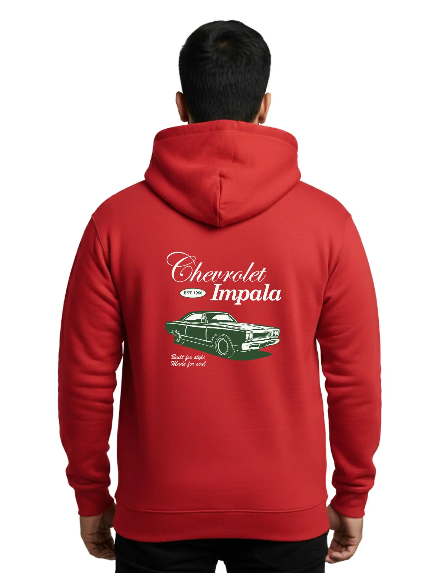 Chevrolet Impala Cotton Hoodie Without Zipper 300 GSM Red
