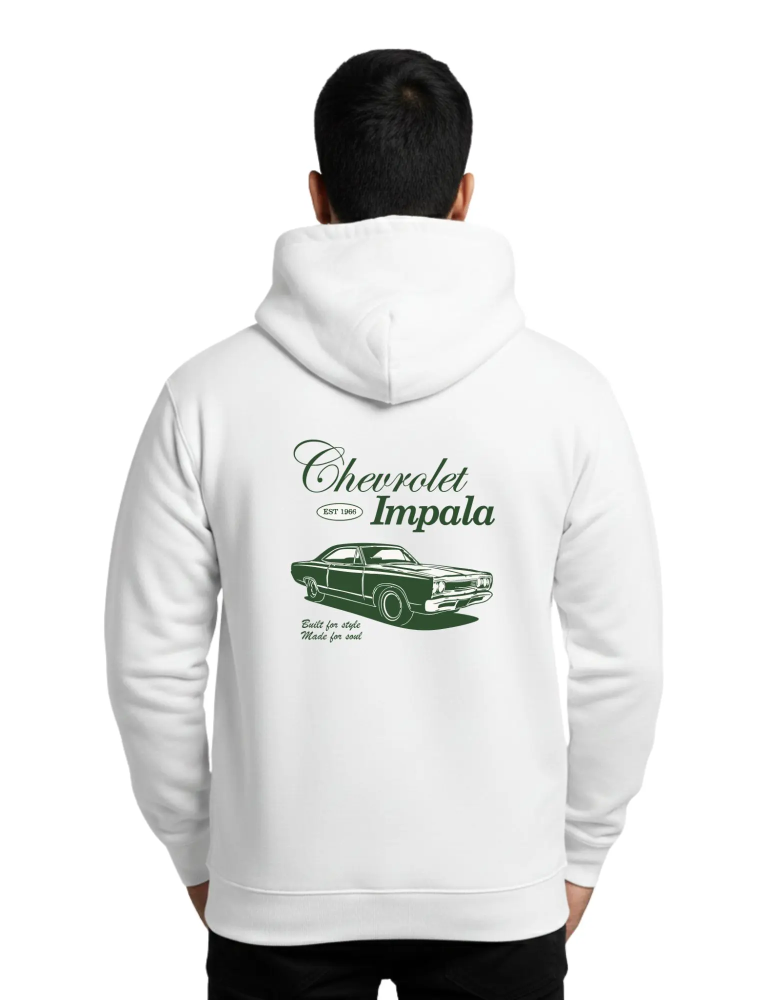 Chevrolet Impala Cotton Hoodie Without Zipper 300 GSM White