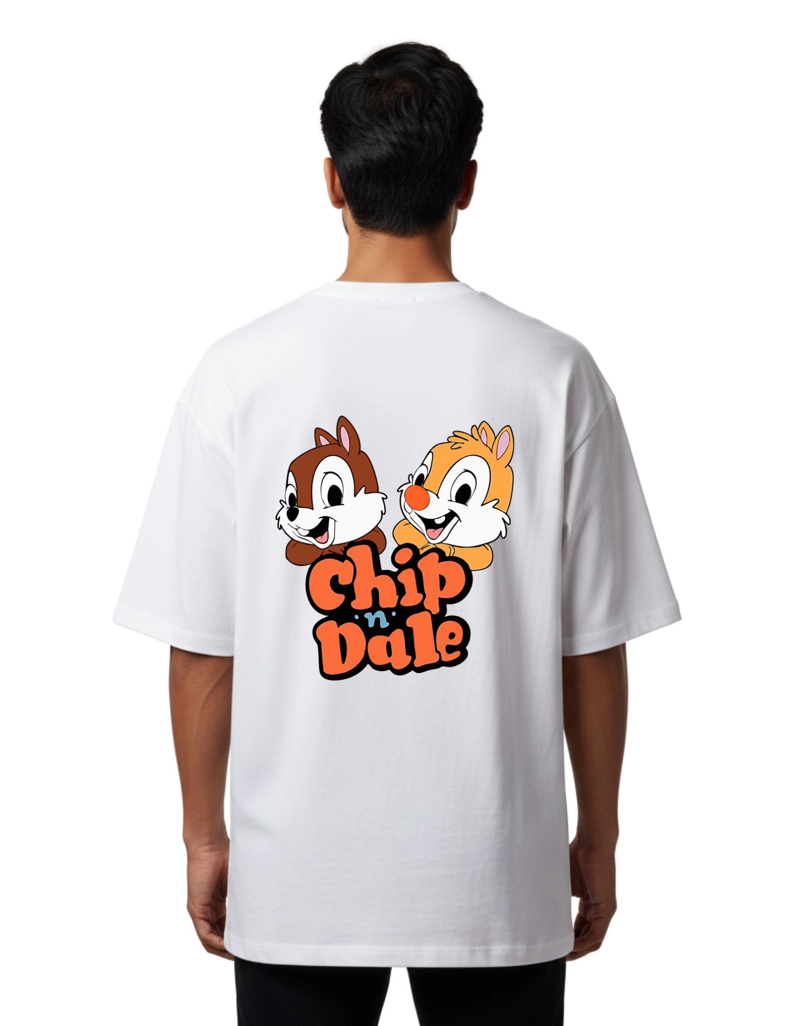 Chip n Dale Graphic Oversize Cotton French Terry T-Shirt 240 GSM White