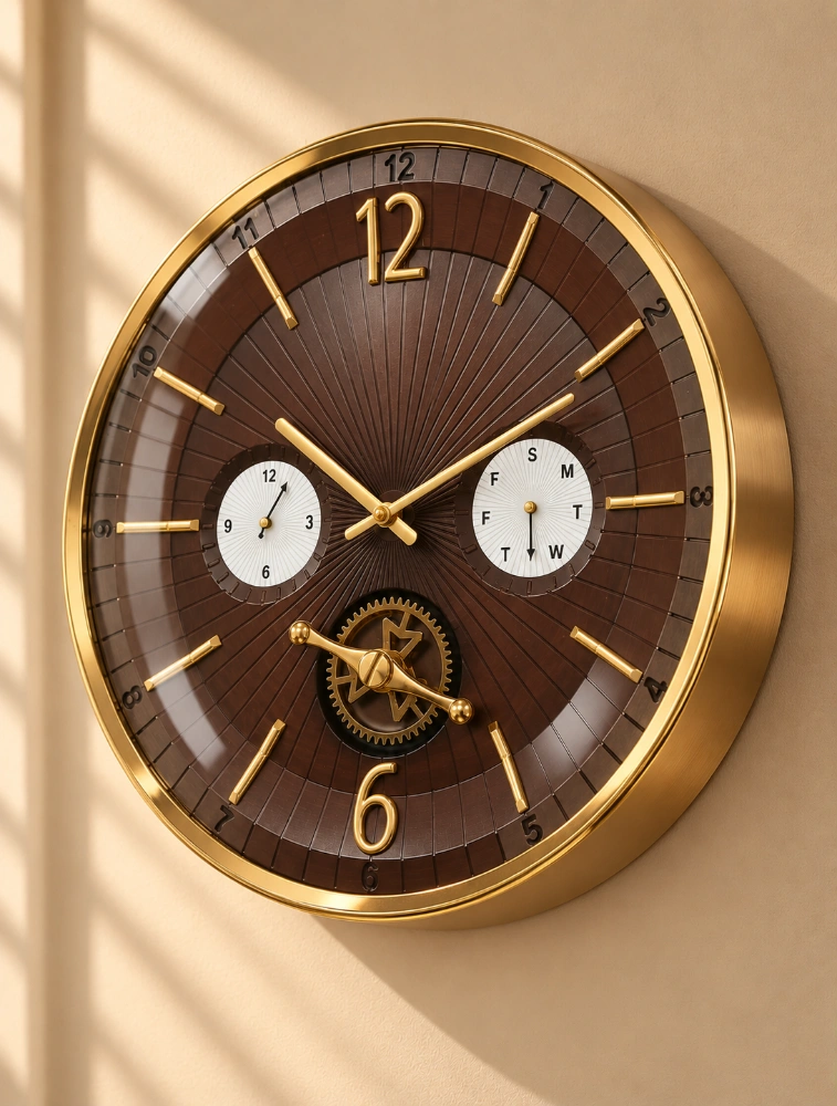Jashyana Fashions Choclate Golden SIZZERO Quartz Wall Clock S 1617