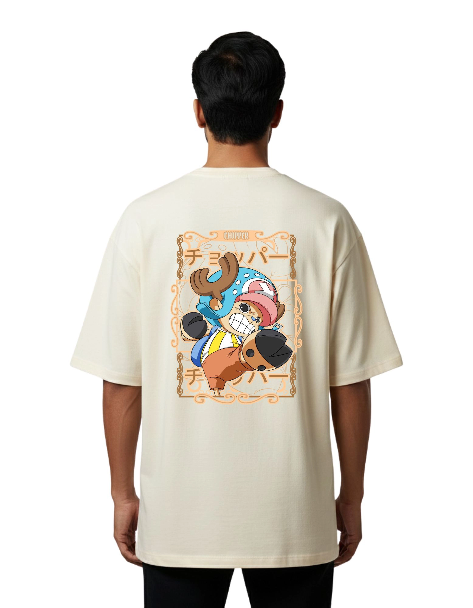 Chopper Pirate Oversized Cotton French Terry T-Shirt 240 GSM Beige