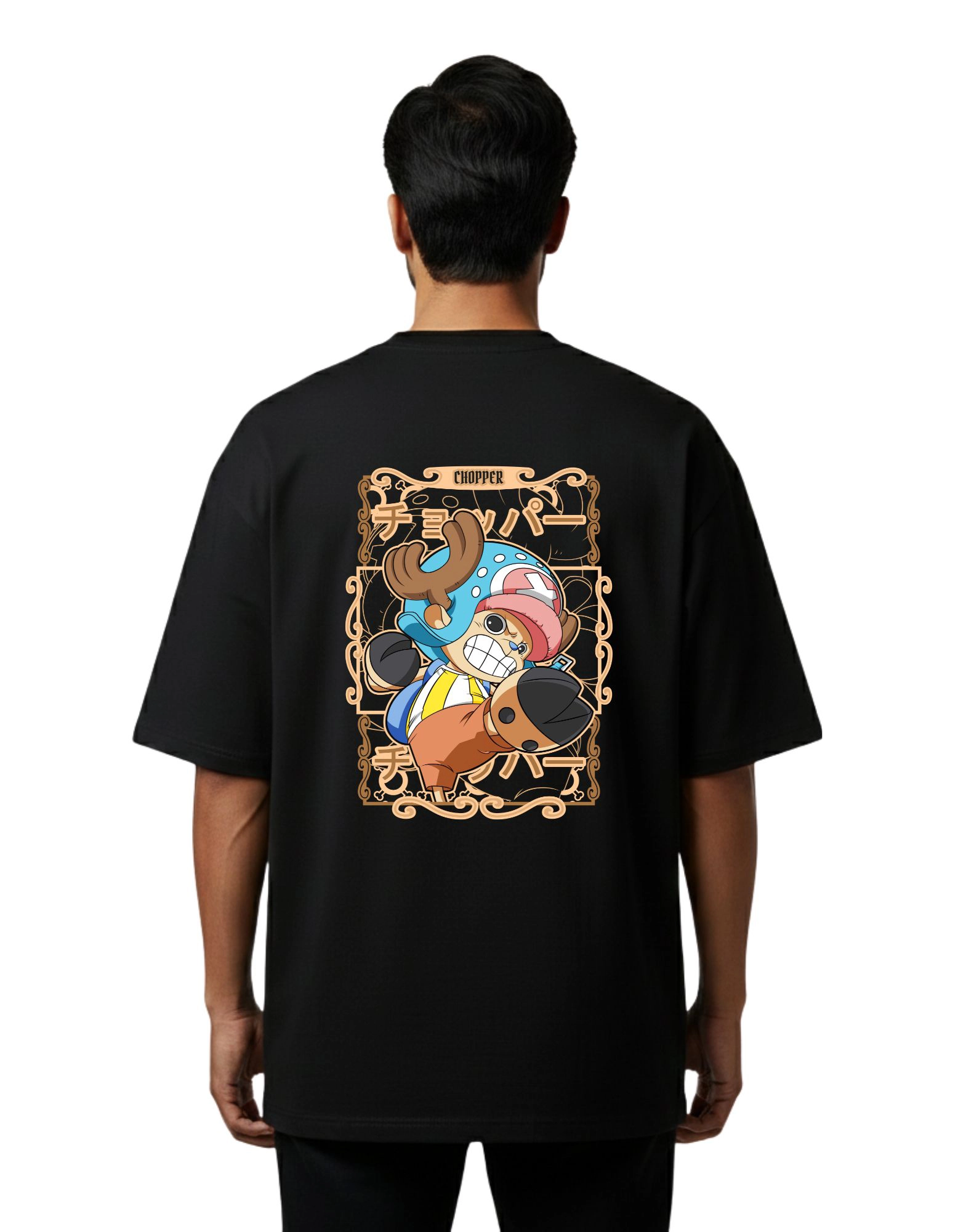 Chopper Pirate Oversized Cotton French Terry T-Shirt 240 GSM Black