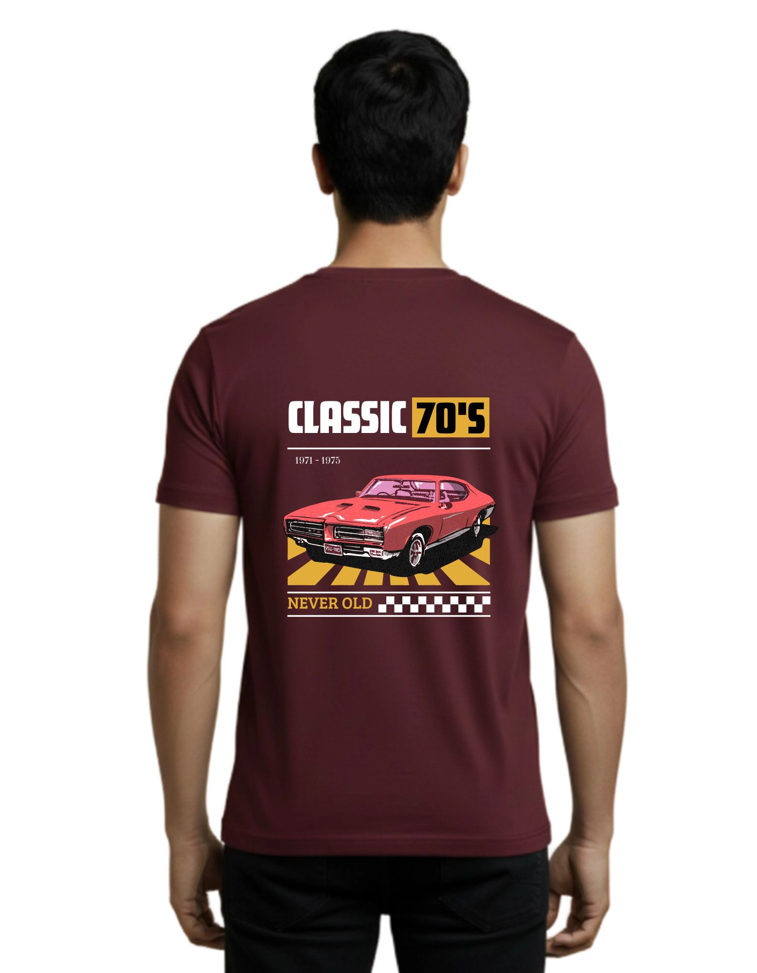 Classic 70's Round Neck 180 GSM T-Shirt Maroon