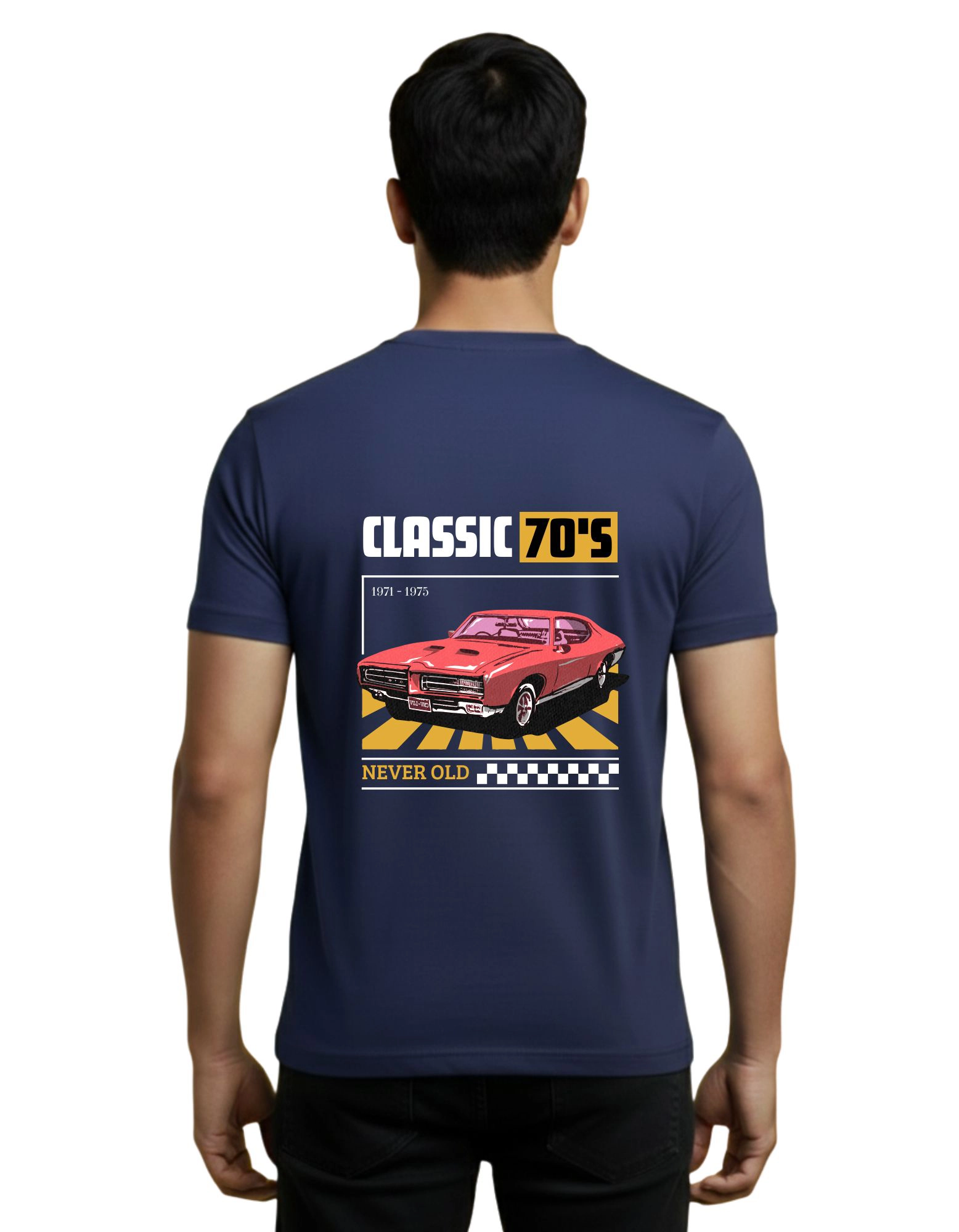 Classic 70's Round Neck 180 GSM T-Shirt Navy Blue