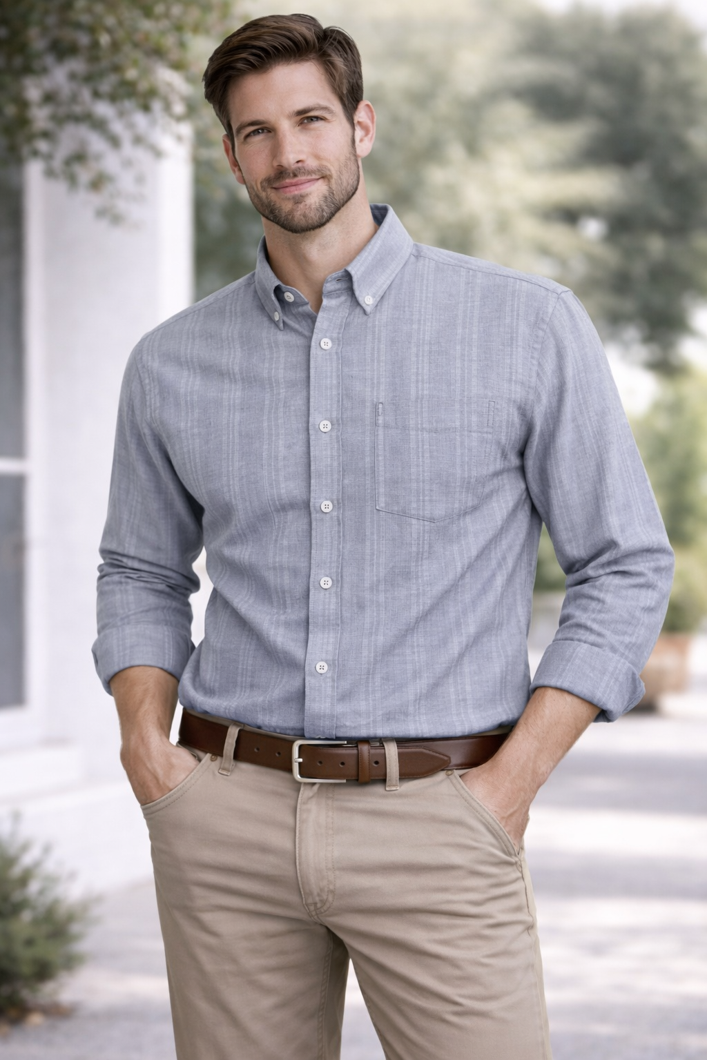 Classic White Dobby Cotton Full Sleeve Shirts