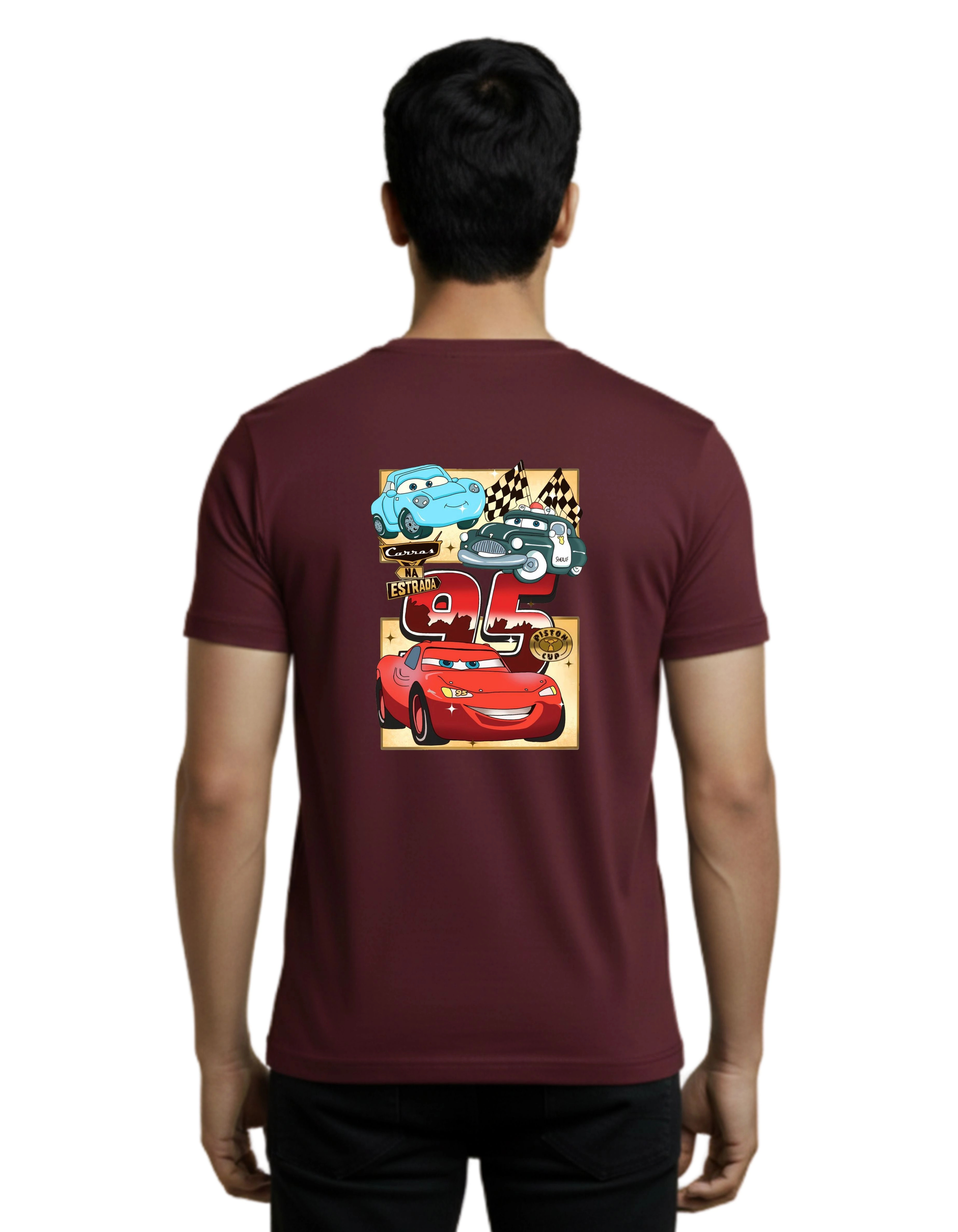 Classic Racing Cars Cotton Round Neck T-Shirt 180 GSM Maroon