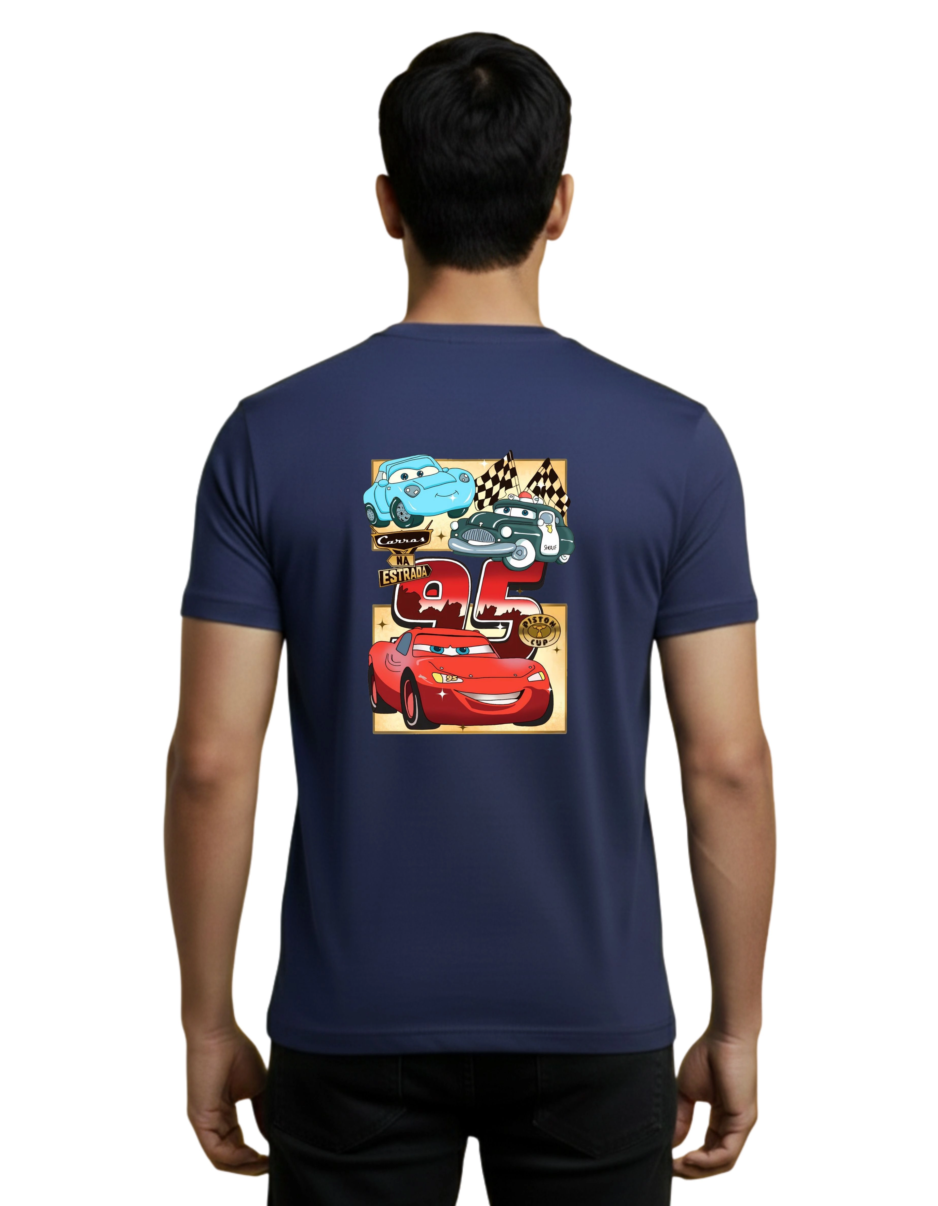 Classic Racing Cars Cotton Round Neck T-Shirt 180 GSM Navy Blue