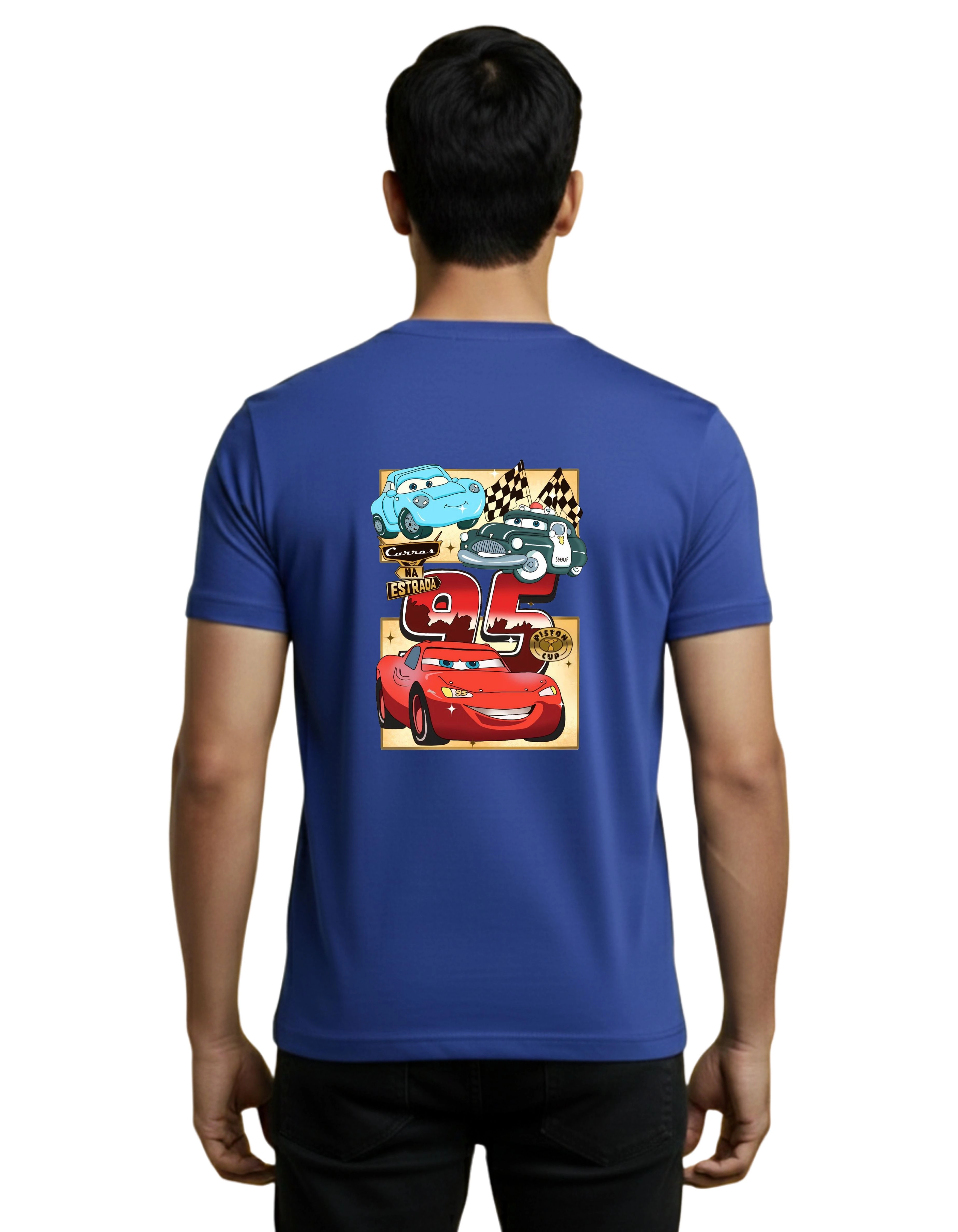 Classic Racing Cars Cotton Round Neck T-Shirt 180 GSM Royal Blue