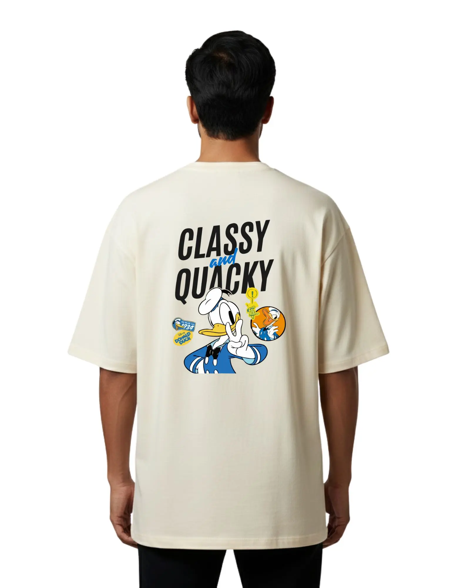 Classy and Quacky Oversize Cotton French Terry T-Shirt 240 GSM Beige
