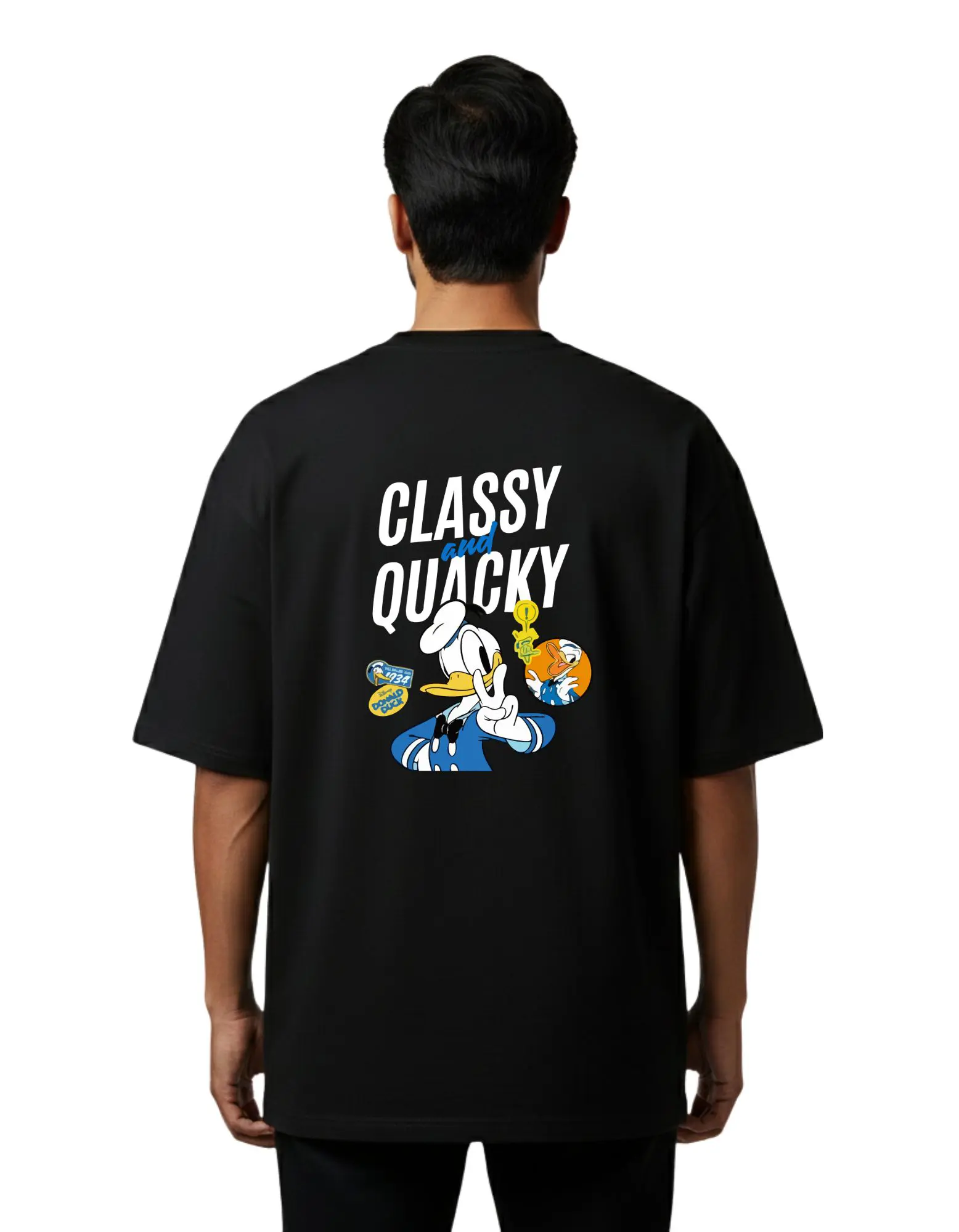 Classy and Quacky Oversize Cotton French Terry T-Shirt 240 GSM Black