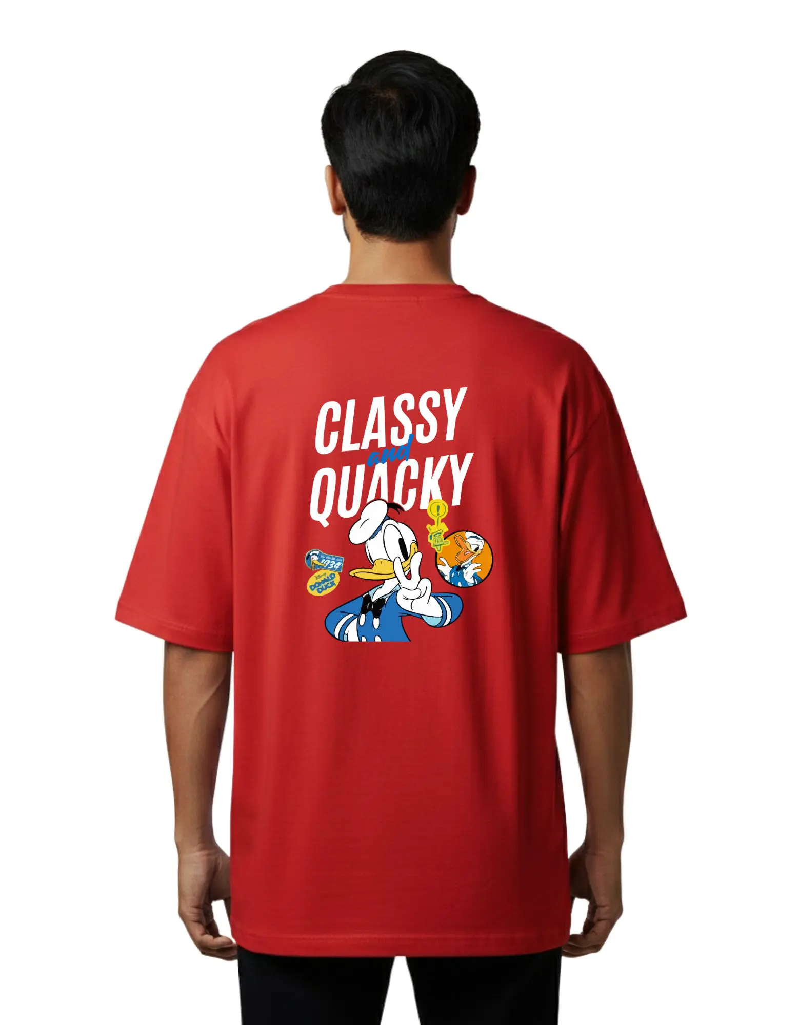 Classy and Quacky Oversize Cotton French Terry T-Shirt 240 GSM Red