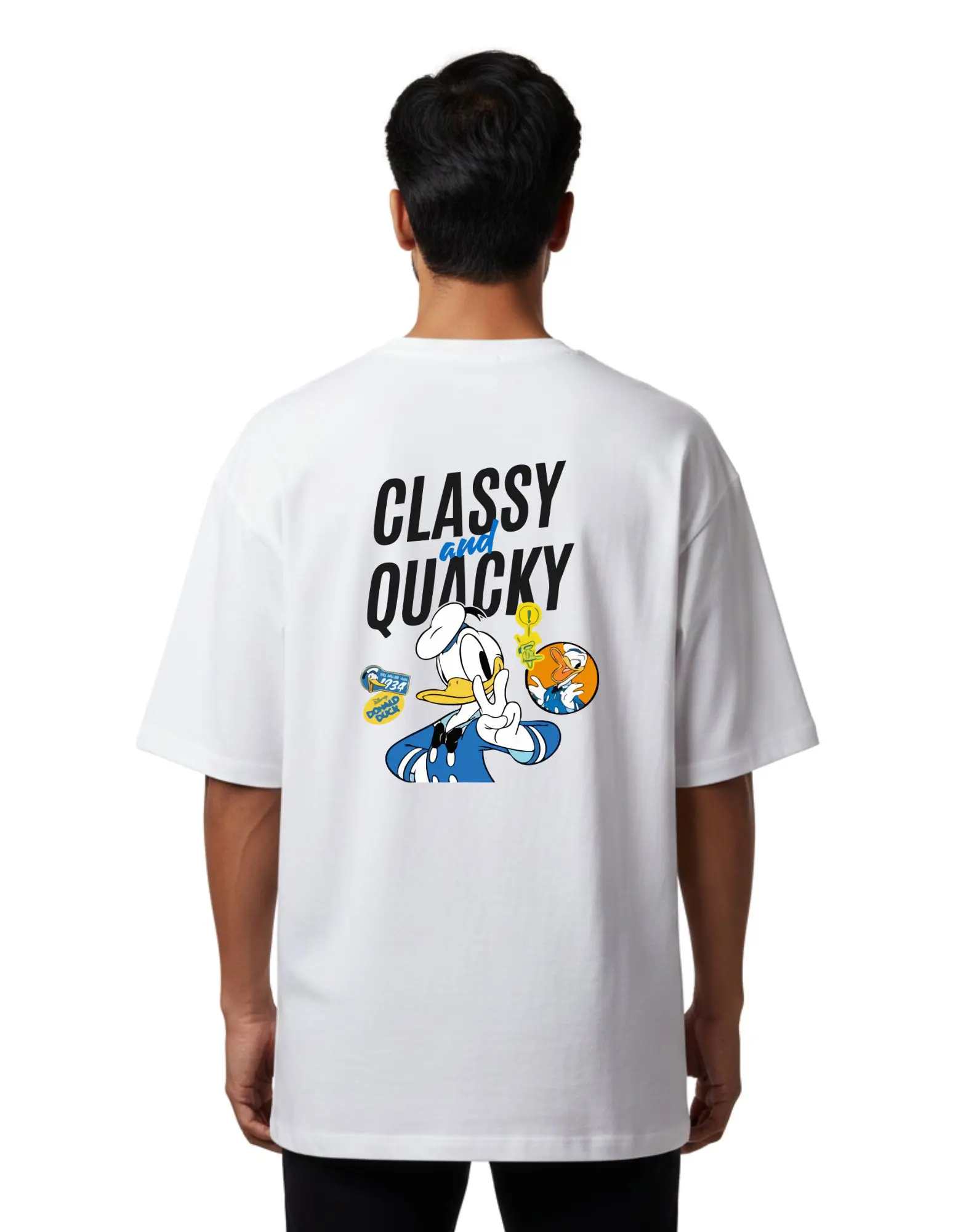Classy and Quacky Oversize Cotton French Terry T-Shirt 240 GSM White