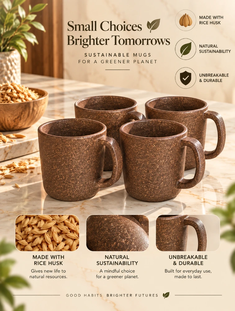 Cocoa    Brow       Pebble  Brew  4 Piece Of Mugs 150ml