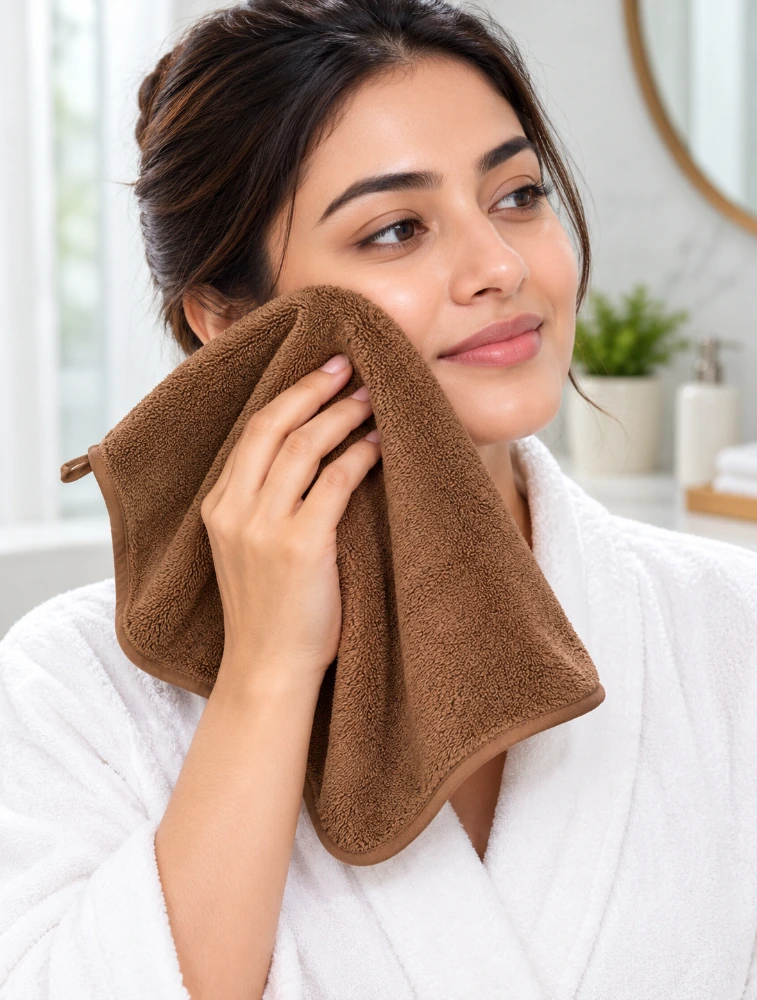 Coffee Brown Habitude Microfiber Premium Face Towel