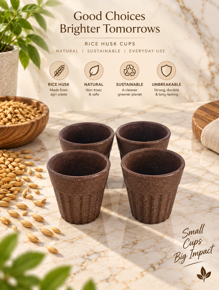 Coffee Brown Mini Husk Chai 4 Piece Of Cups 85ml