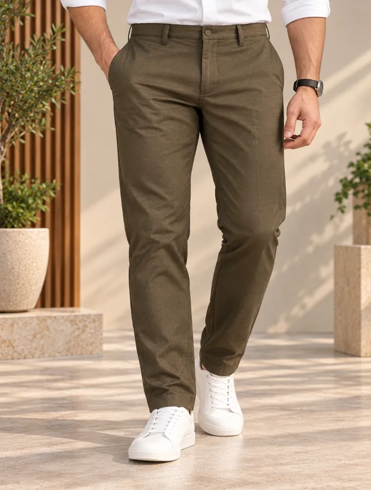 Coffee Brown Green Mens Classic Fit Chino