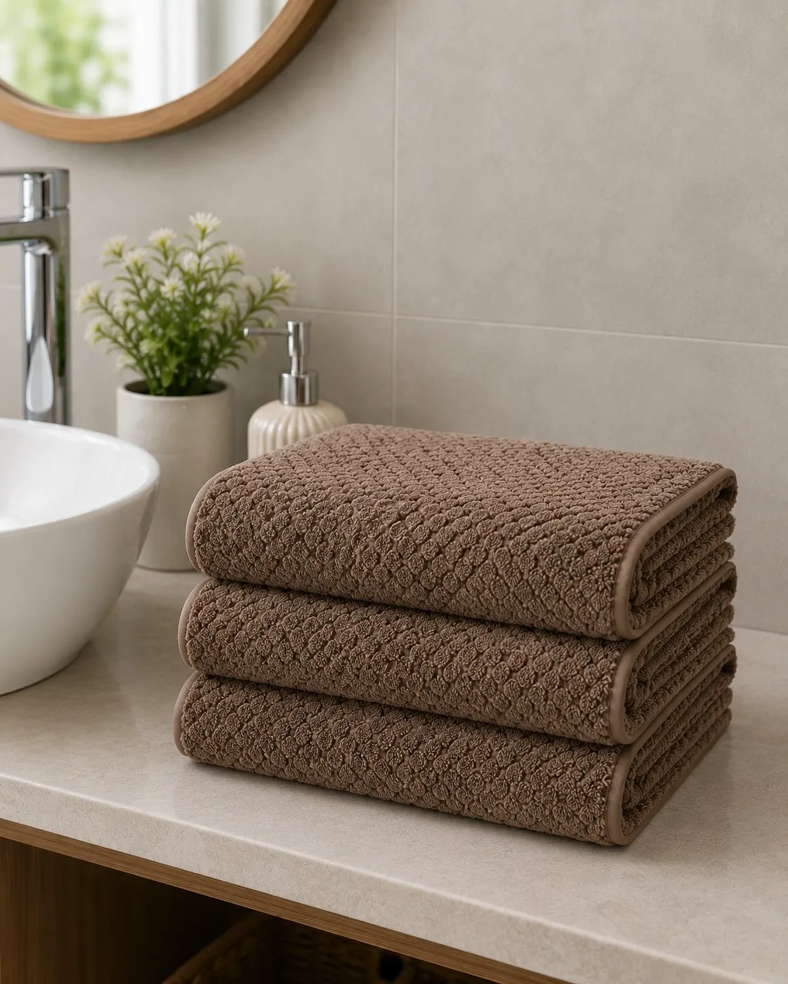 Coffee Brown Habitude Microfiber Cloud Touch Premium Bath Towel
