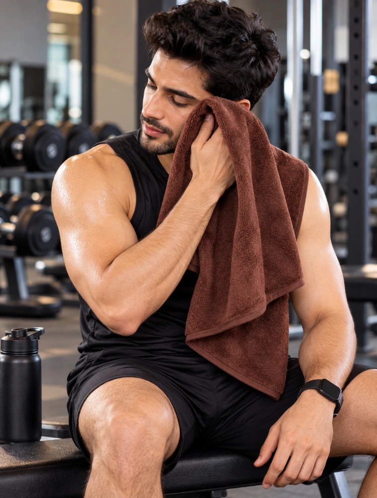 Coffee Brown Habitude Microfier Premium Gym Towel