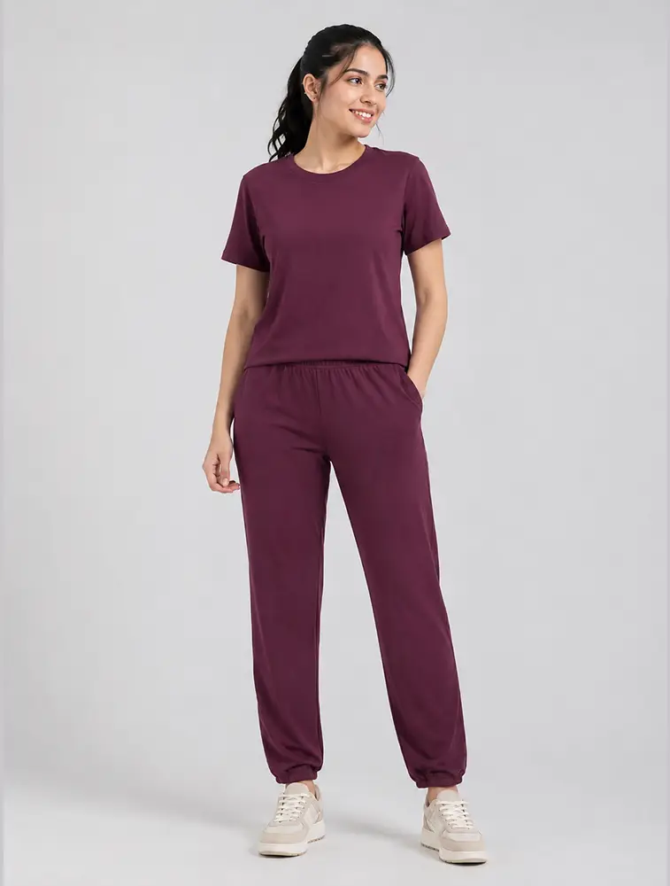 Coffee Brown Plain Micro Coffee Night Suit