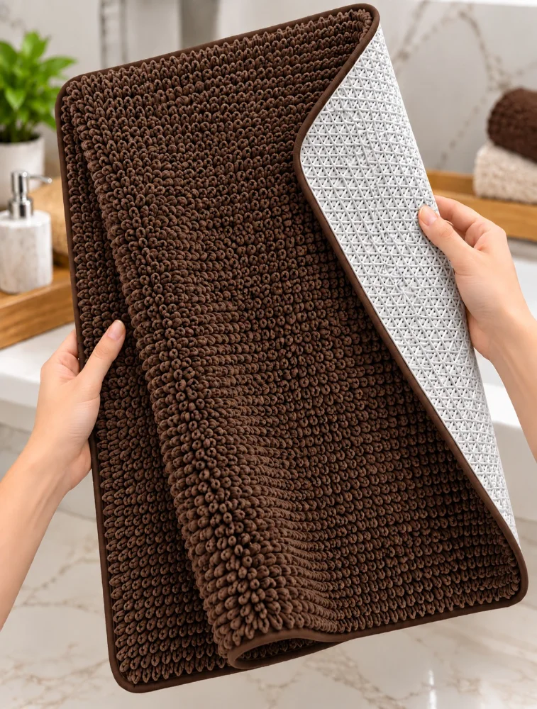 Coffee Brown Premium Micro Polyester Bath Mat — bulk from ₹142