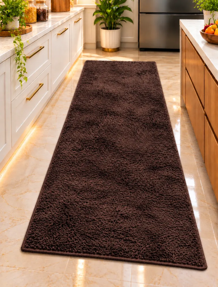 Coffee Brown Elegance Runner Mat