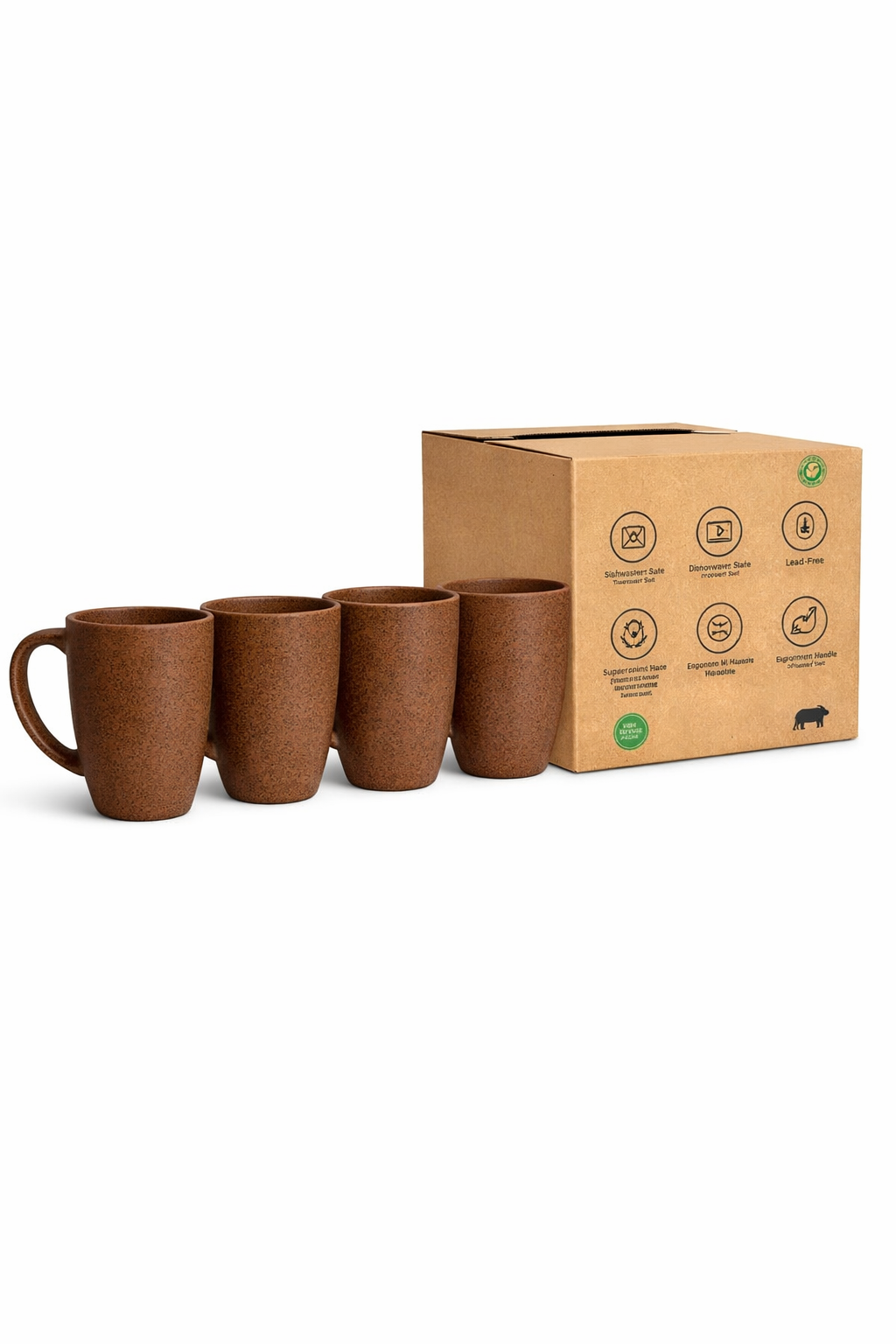 Coffee Brown Vintage Brew Mug(Pack of 4)