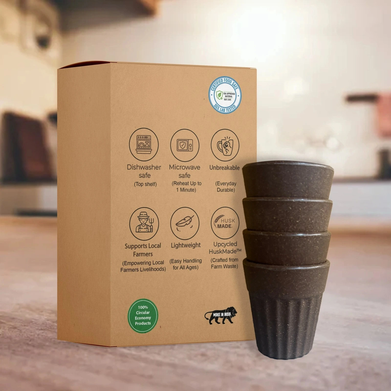 Coffee Brown Mini HuskChai Cup(Pack of 4)