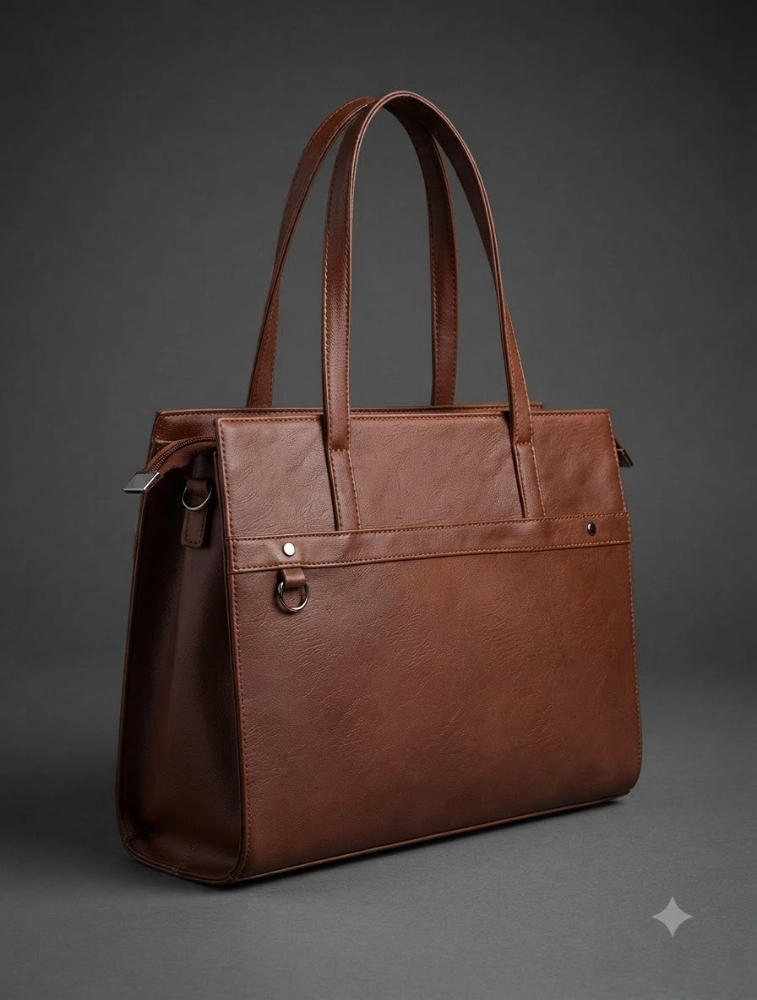 Cognac Brown LADY QUINTON PU  Shoulder Bag 