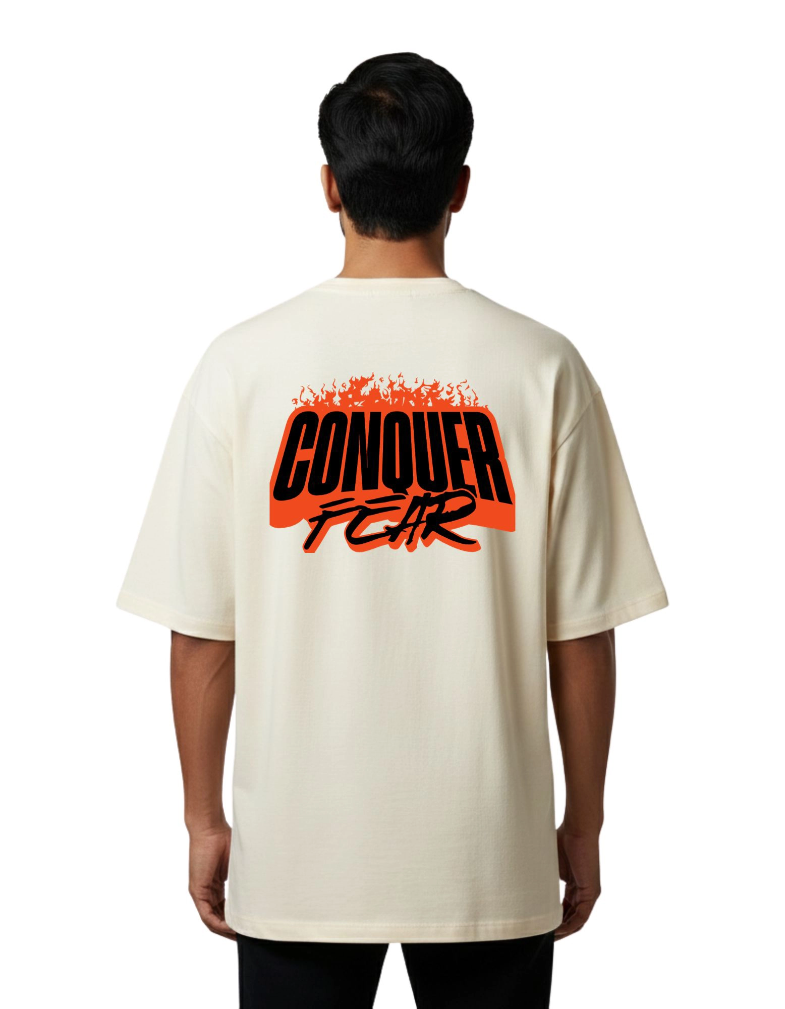 Conquer Fear Oversize Cotton French Terry T-Shirt 240 GSM Beige