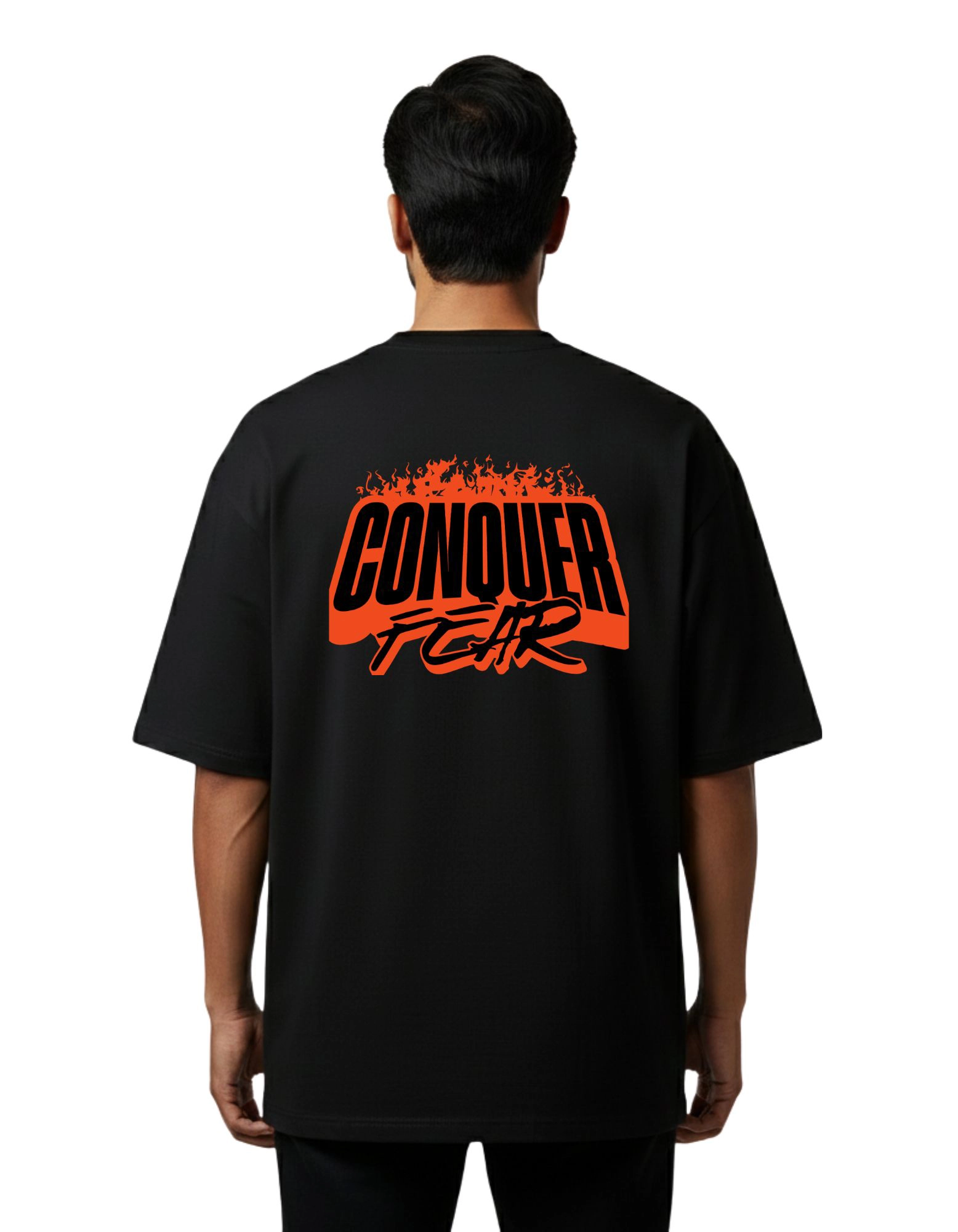 Conquer Fear Oversize Cotton French Terry T-Shirt 240 GSM Black