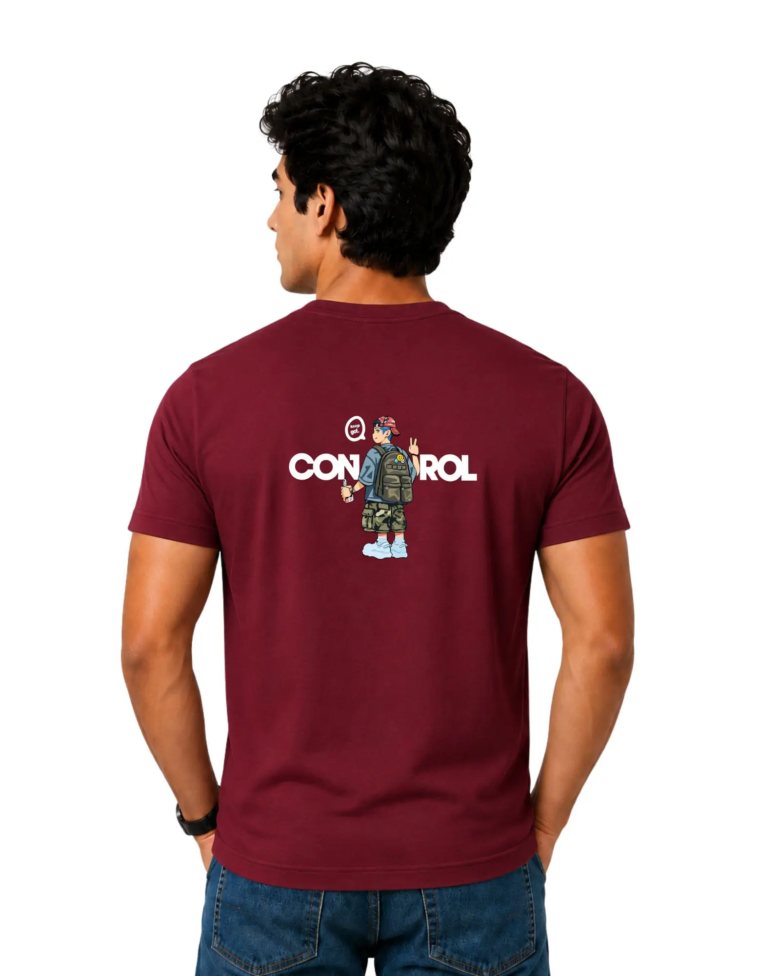 Control Cotton Round Neck T-Shirt 180 GSM Maroon