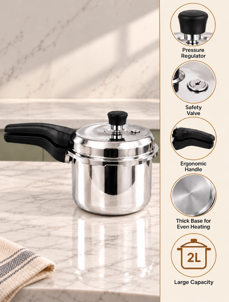 Cook Ease 2L Tri Ply Pressure Cooker