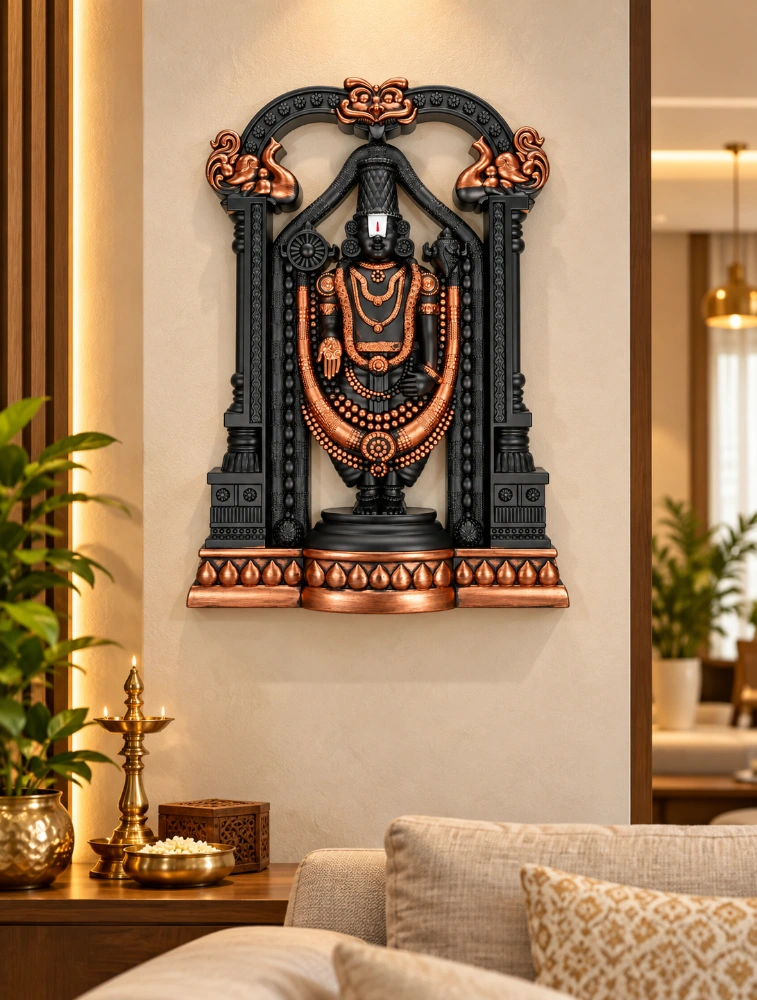 Copper SIFON Designer Tirupati Balaji Wall Idol 33810
