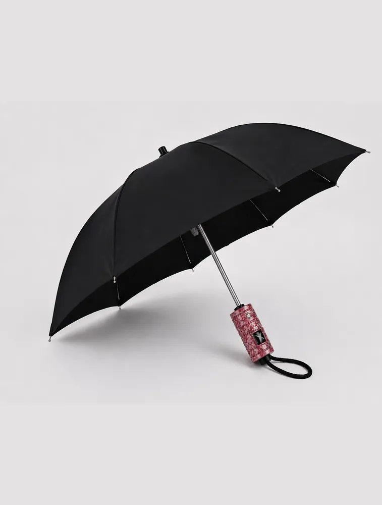 Coral Pink Holder Noir Grip Compact Umbrella — bulk from ₹219